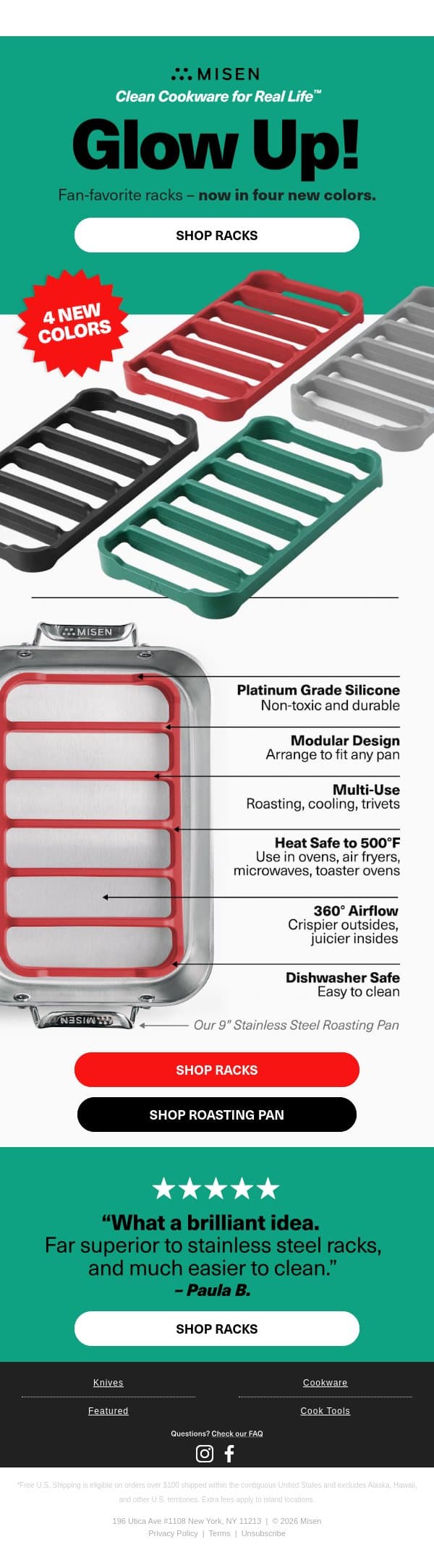 Our Cooling Racks Just Got Cooler email from Misen screenshot