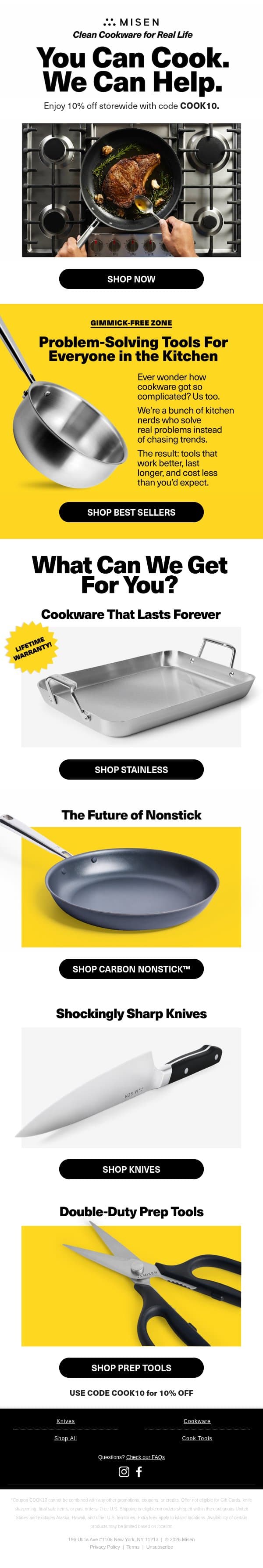 Welcome | You've Unlocked 10% Off! email from Misen screenshot