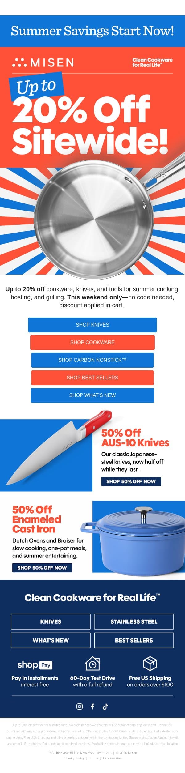 Memorial Day Sale - Up to 20% Off email from Misen screenshot