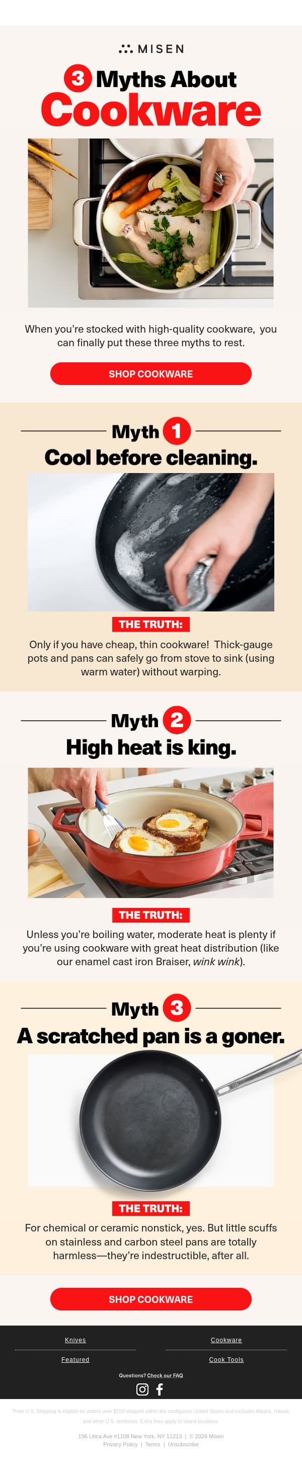 Don't Fall for These Kitchen Myths! email from Misen screenshot