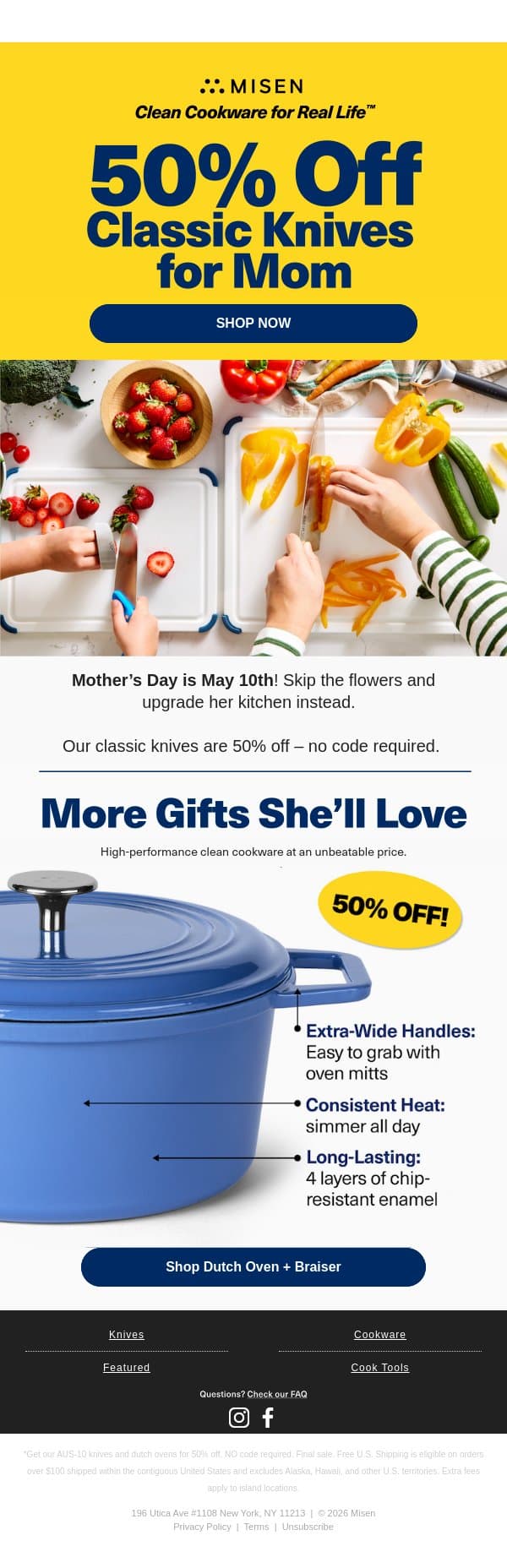 50% Off Gifts Mom Will Love email from Misen screenshot