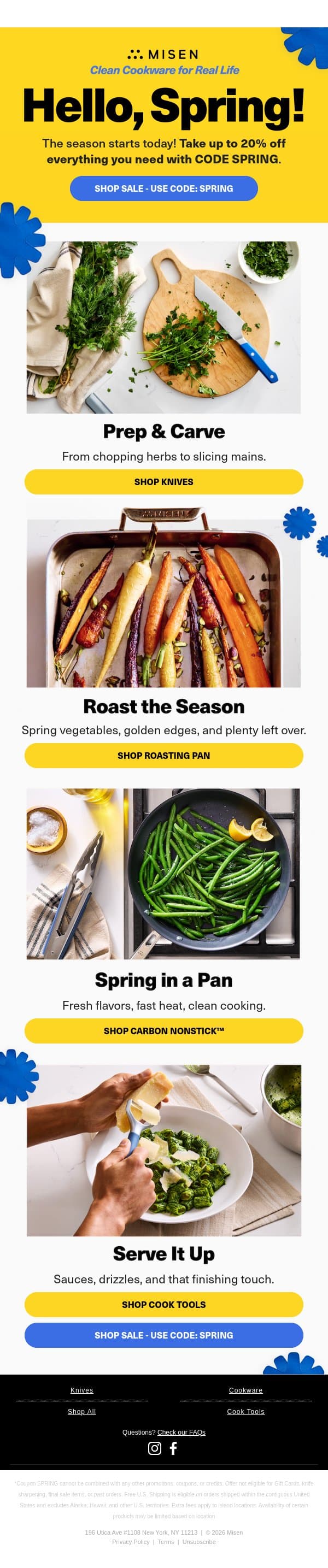 Up to 20% Off Hosting Essentials email from Misen screenshot