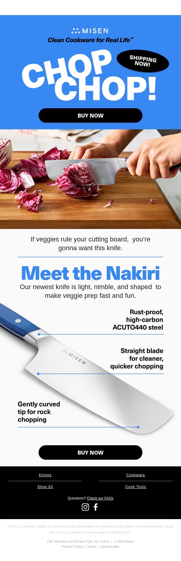 Ready to Ship: Your New Veg Knife email from Misen screenshot