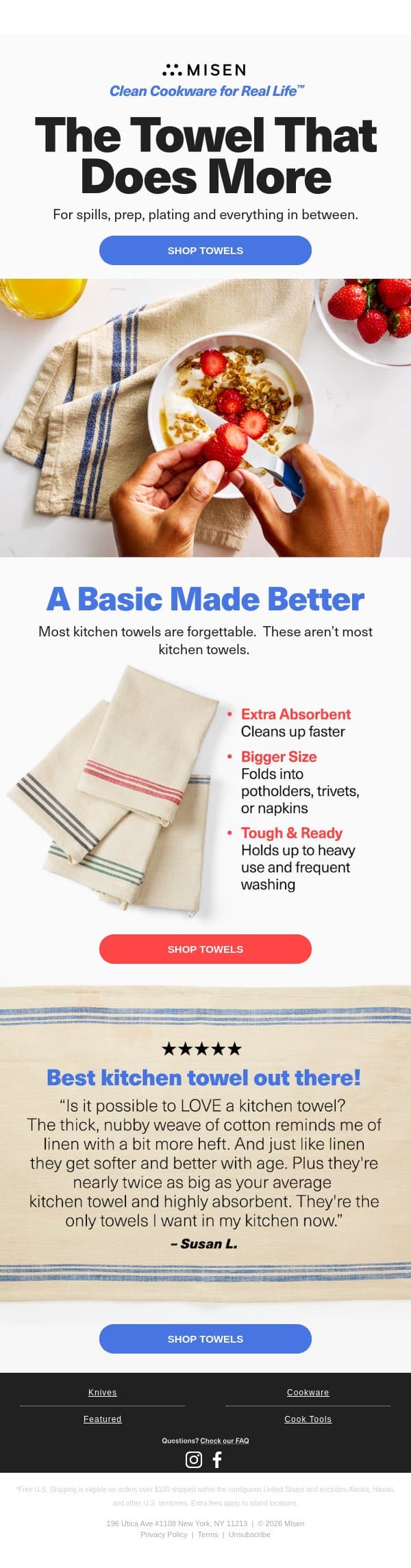 One Towel. That’s It. email from Misen screenshot