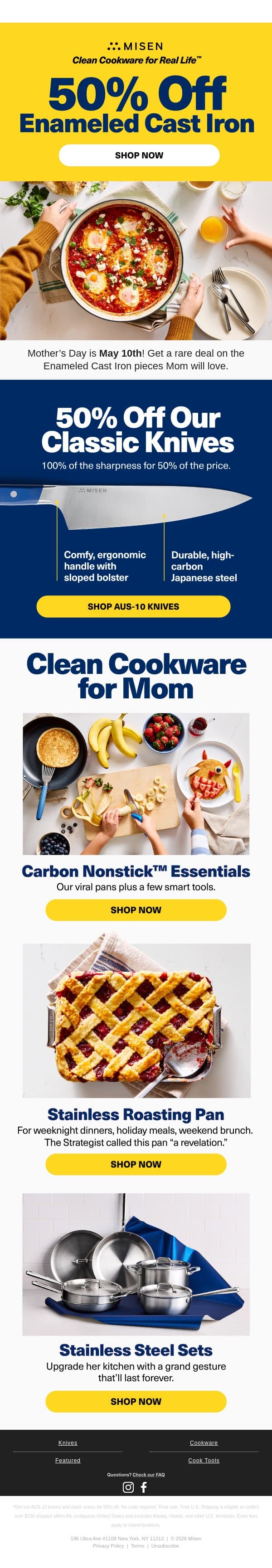 50% Off Kitchen Classics for Mom email from Misen screenshot