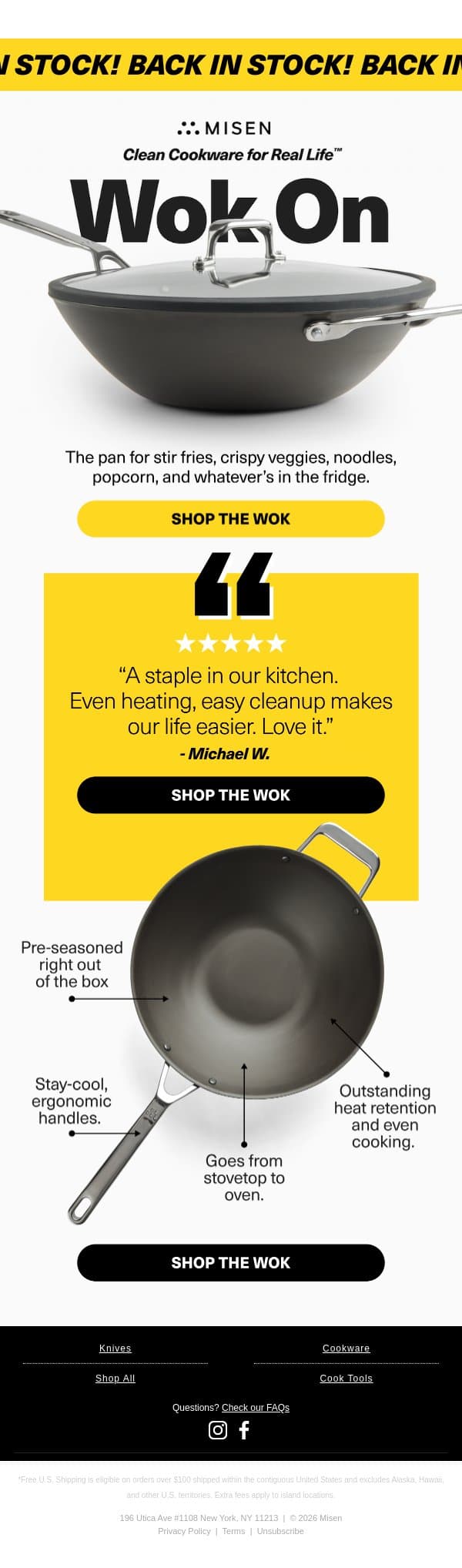 The Wok is Back email from Misen screenshot