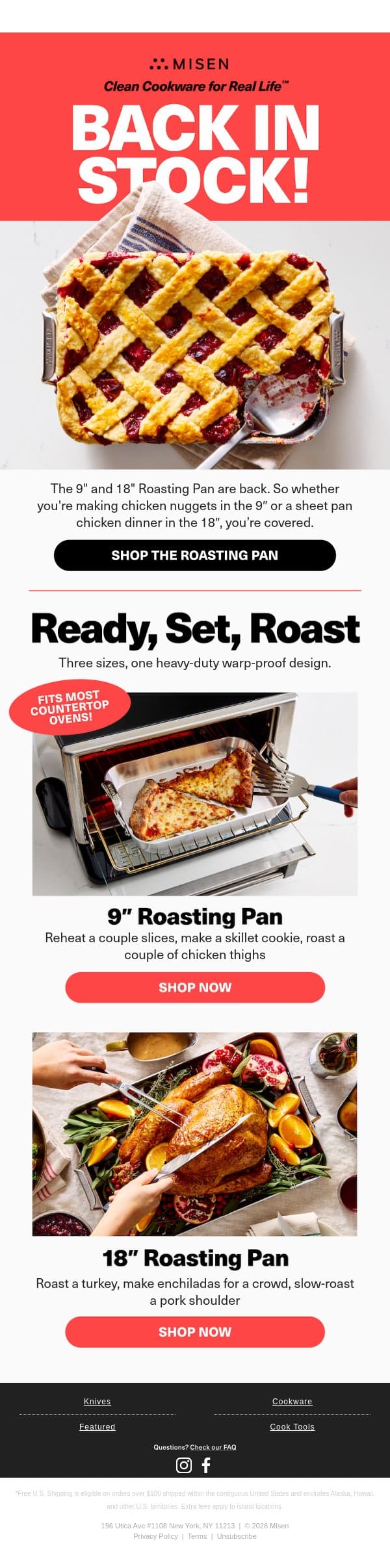 Back in Stock: Our Fan-Favorite Roasting Pan email from Misen screenshot