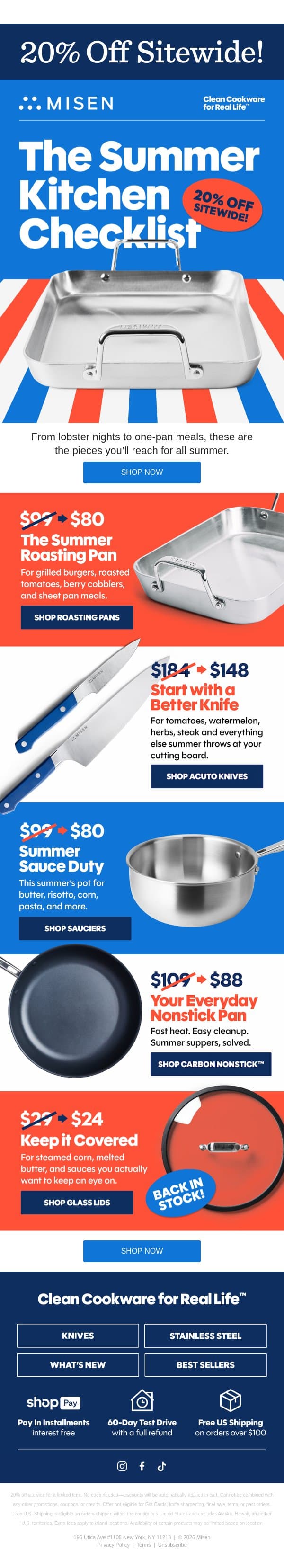 20% Off Summer Cooking Essentials email from Misen screenshot