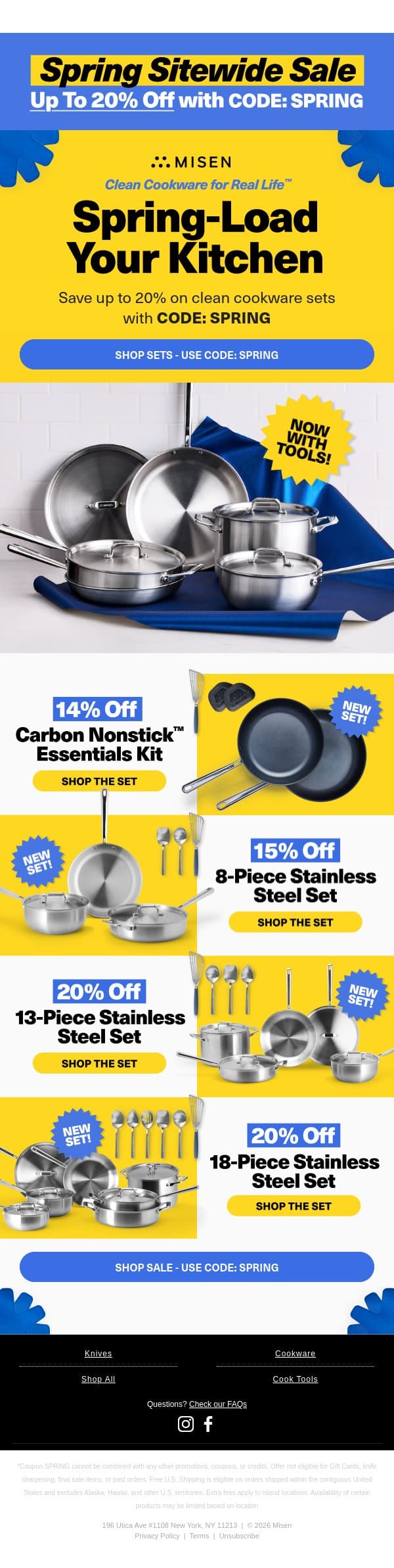 Ready, Set, Save – Up to 20% Off email from Misen screenshot