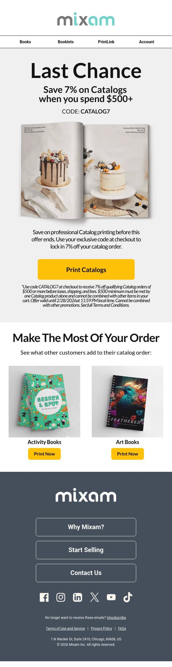 Final hours to save on Catalogs ⏰ email from Mixam screenshot
