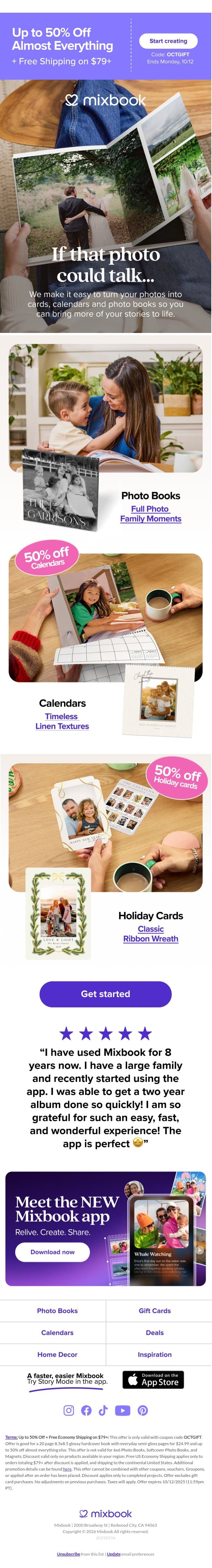 3 ways to tell your story with Mixbook email from Mixbook screenshot