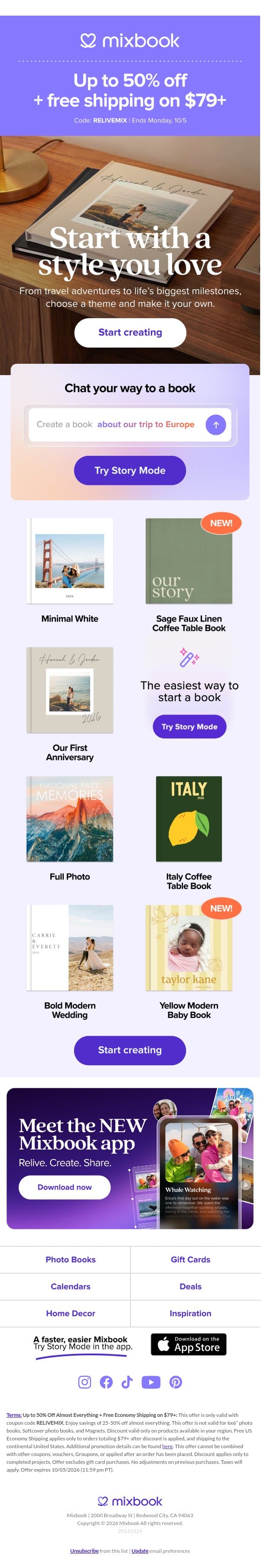 A keepsake for all your photos ✨ email from Mixbook screenshot