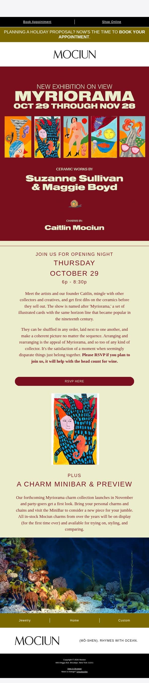 REMINDER: Opening Night is this Thursday 10/29 💌 email from Mociun screenshot