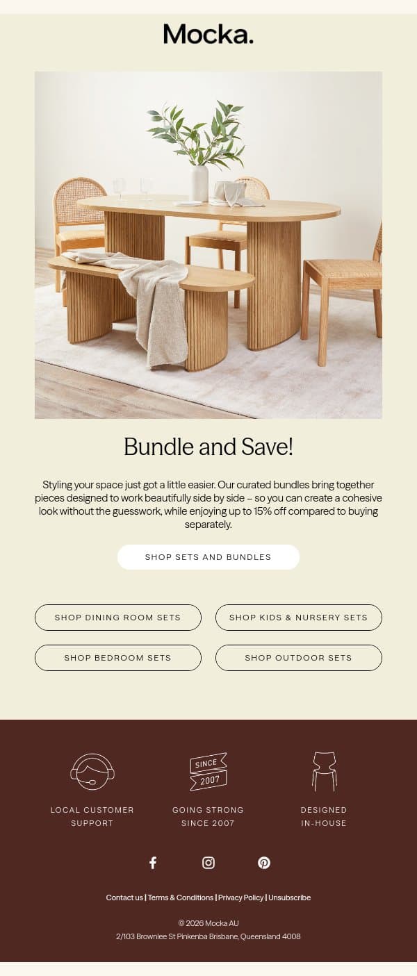 Bundle and Save! email from Mocka screenshot