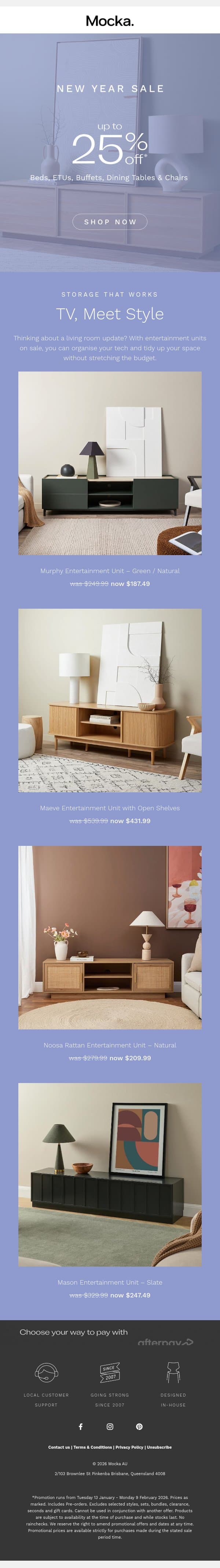 Even Your TV Deserves a Nicer Home email from Mocka screenshot