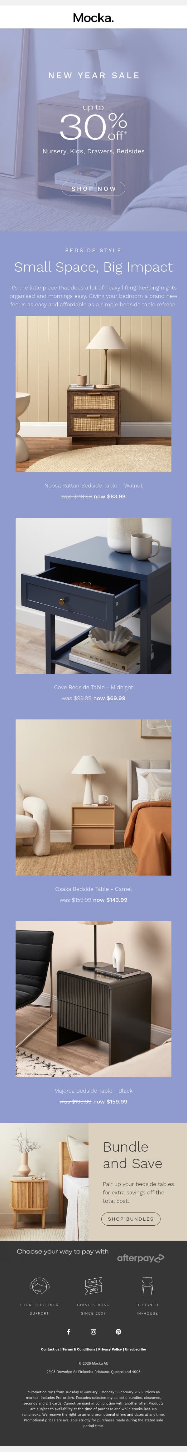 Bedroom Refresh: Bedside Tables From Under $100 email from Mocka screenshot