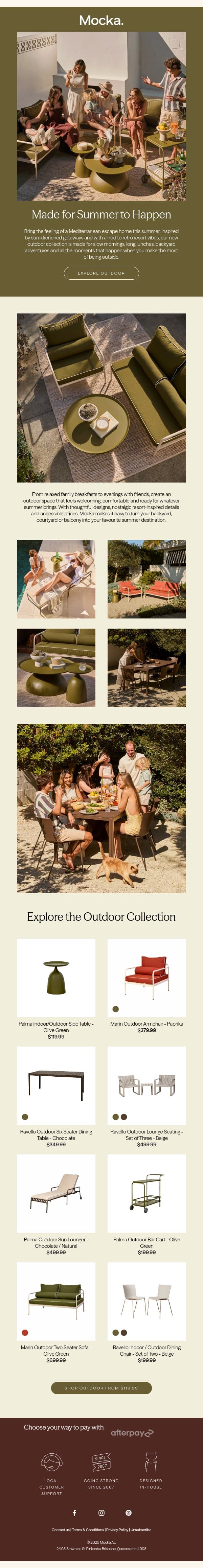 New Outdoor: Made for Summer to Happen. email from Mocka screenshot