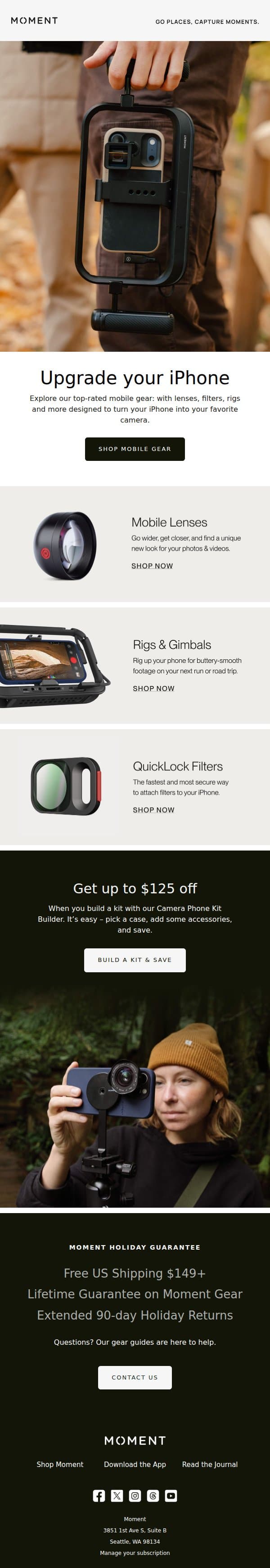 Upgrade Your iPhone Camera email from Moment screenshot