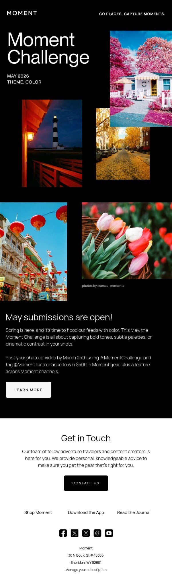 Moment May Challenge: Submissions are Open email from Moment screenshot