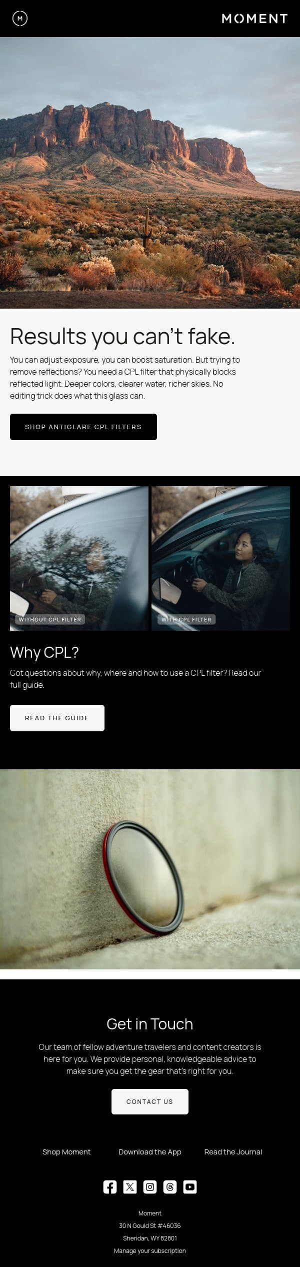 The Filter Effect You Can't Fake in Post email from Moment screenshot