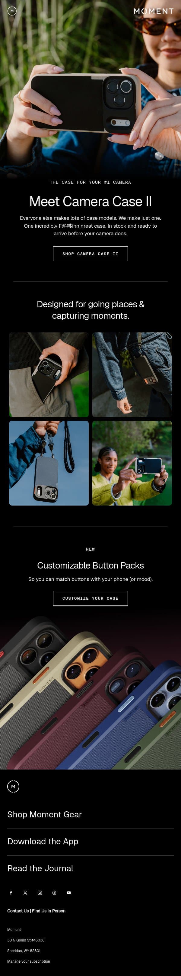 Meet Camera Case II email from Moment screenshot