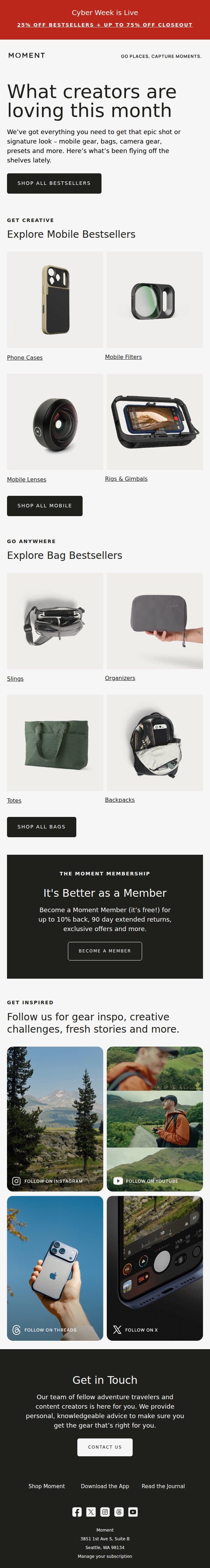 These are flying off the shelves email from Moment screenshot