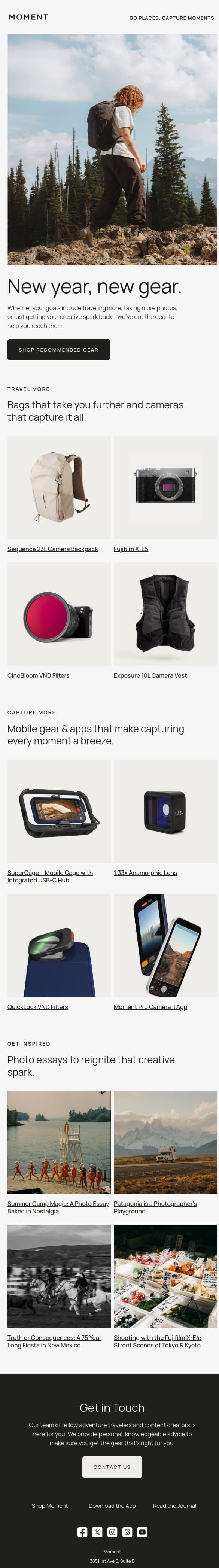 Gear to Jumpstart Your 2026 Goals email from Moment screenshot