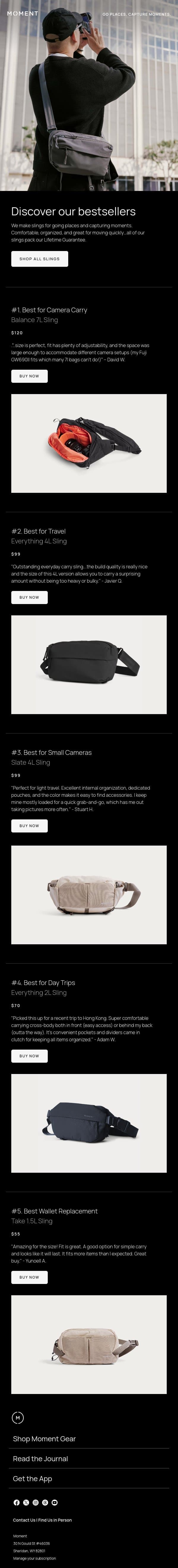 Which sling should you get? email from Moment screenshot