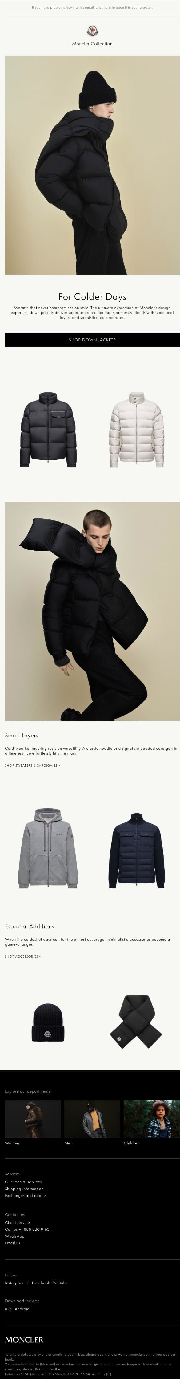 For Colder Days email from Moncler screenshot