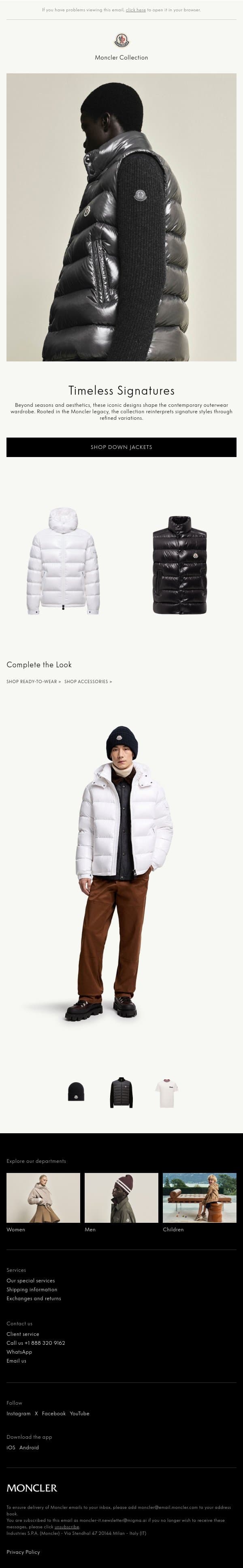 Timeless Signatures email from Moncler screenshot