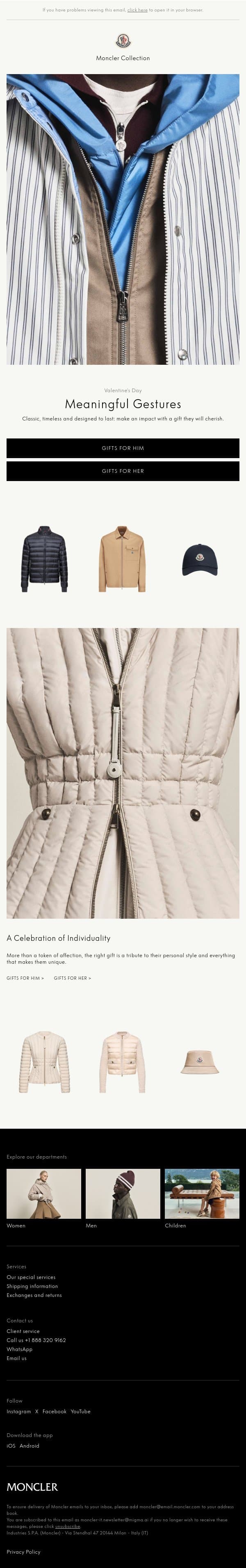 Meaningful Gestures email from Moncler screenshot