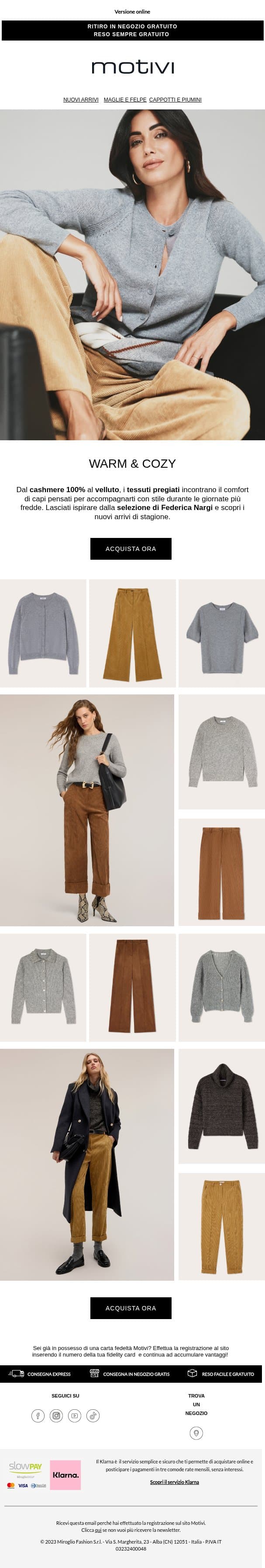 Velvet Mood: lo stile per l'inverno di Federica Nargi email from Motivi screenshot