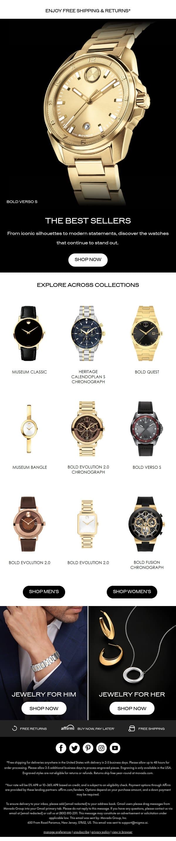 Best of the Best email from Movado screenshot