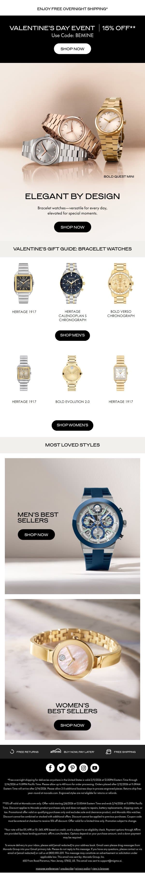 The Bracelet Watch: A Gift Made to Be Worn email from Movado screenshot