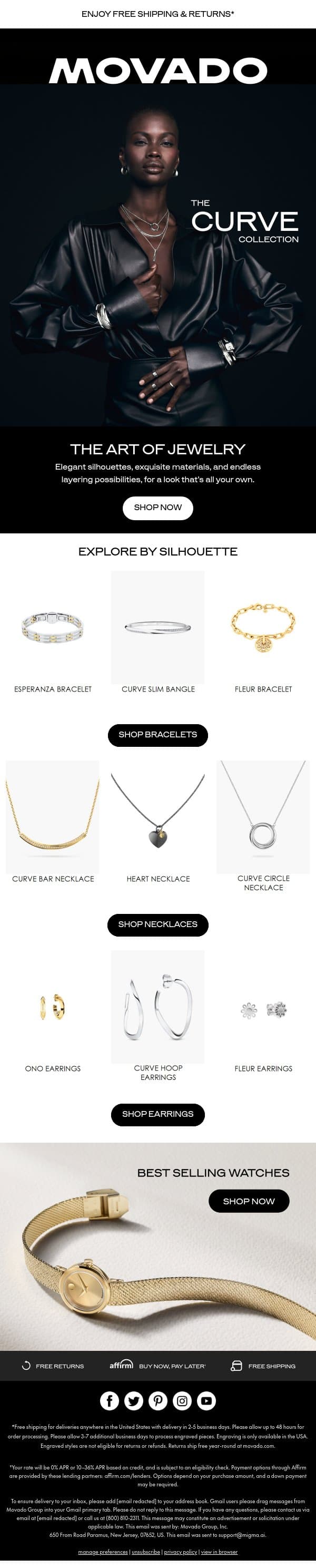 Jewelry for Every Moment email from Movado screenshot