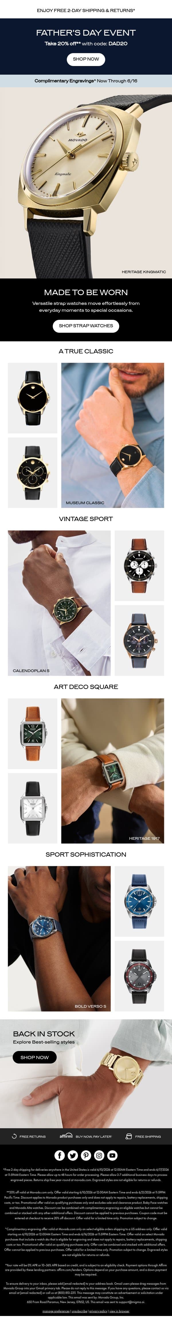 A Classic Gift for Dad email from Movado screenshot