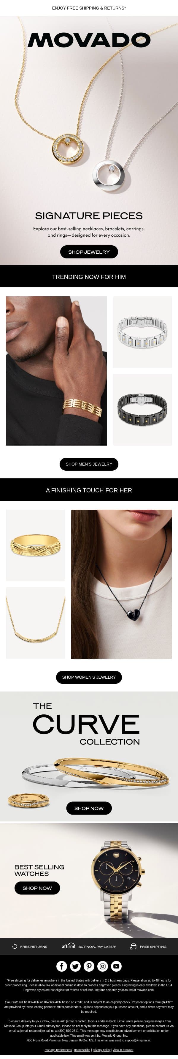 Jewelry by Movado email from Movado screenshot