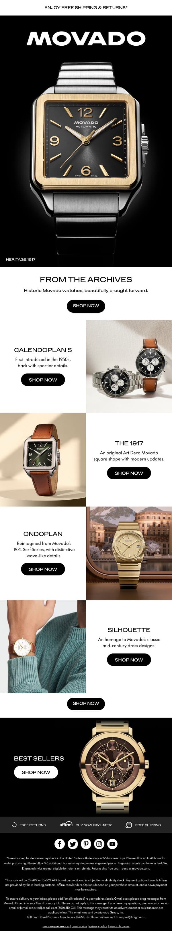 Heritage Watches by Movado email from Movado screenshot
