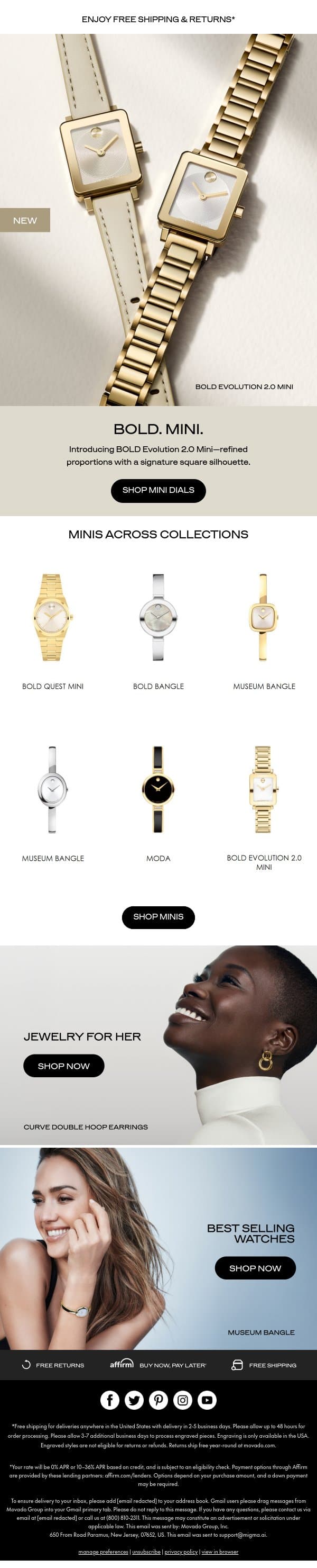Introducing: BOLD Evolution 2.0 Mini email from Movado screenshot
