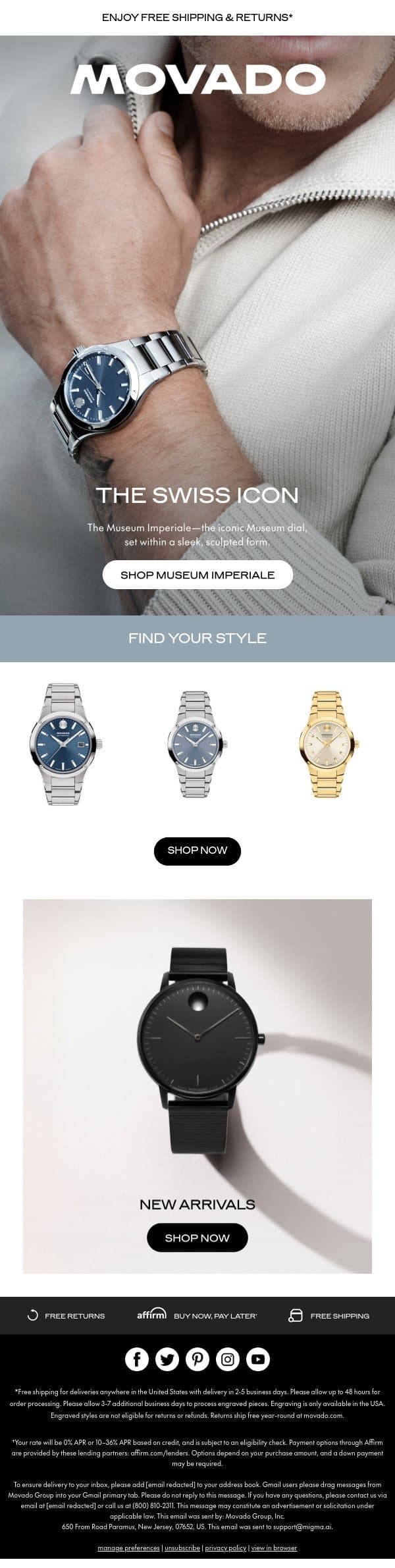 Pure Swiss Craftsmanship: The Museum Imperiale email from Movado screenshot