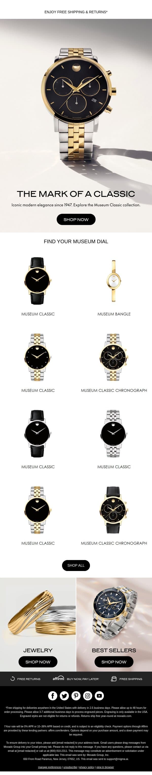 The Icon: Museum Classic email from Movado screenshot