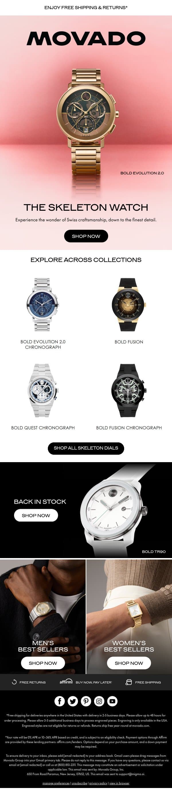 Precision on Display email from Movado screenshot