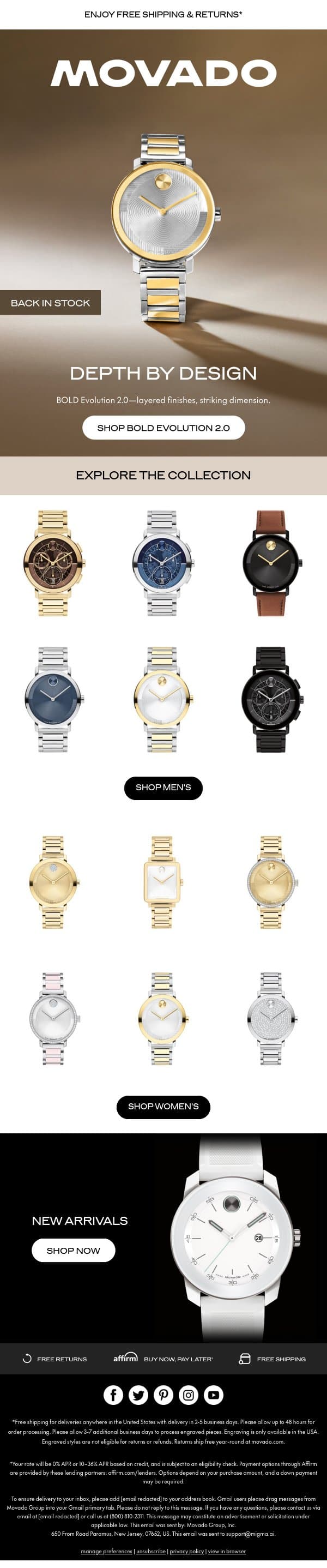 BOLD Evolution 2.0: Design, Evolved email from Movado screenshot