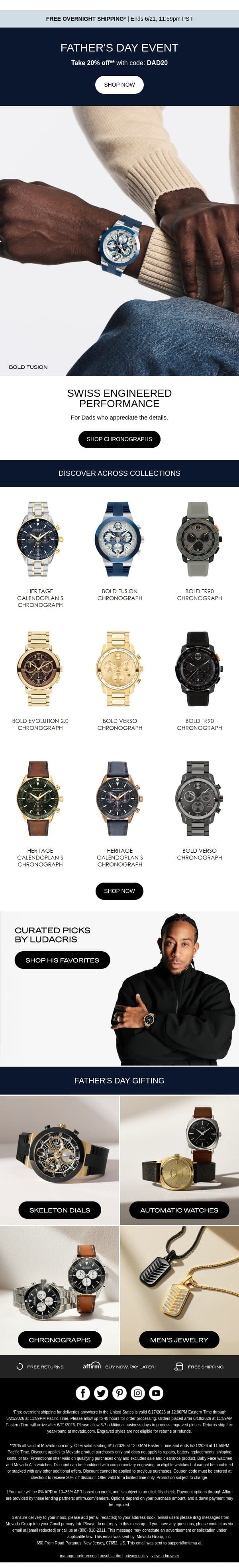 20% Off Chronographs email from Movado screenshot