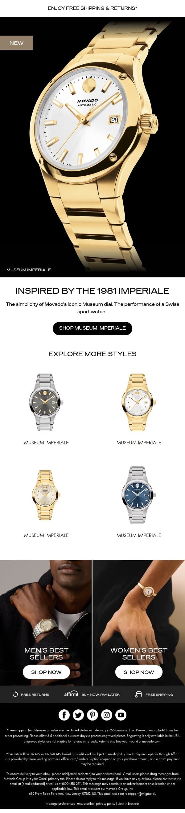 Museum Imperiale: Engineered Elegance email from Movado screenshot