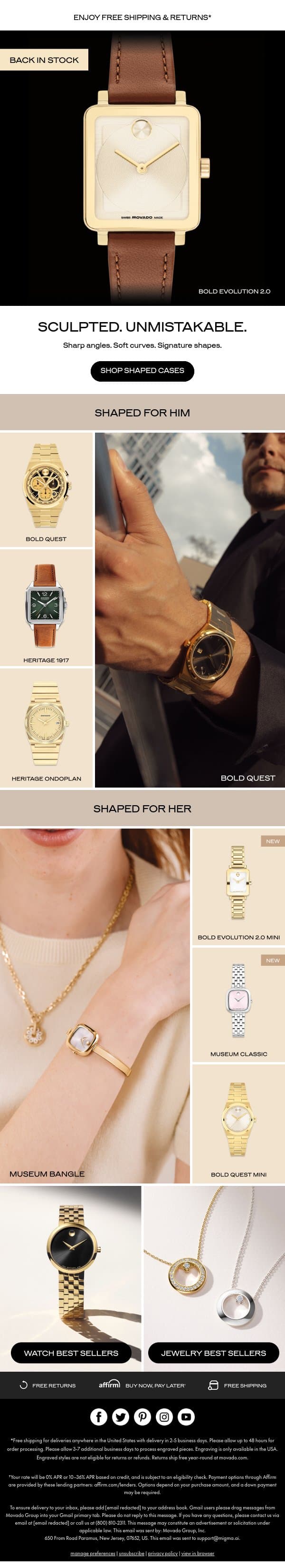 Shaped Cases: Designed to Stand Out email from Movado screenshot