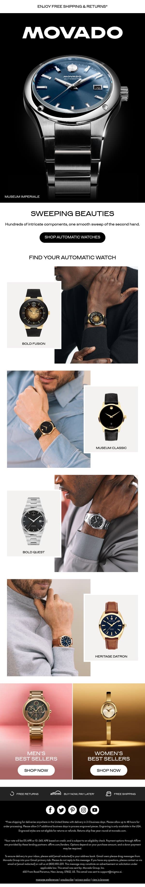 Peak Craftsmanship email from Movado screenshot