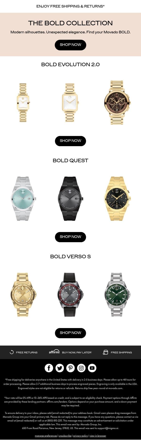 Find Your Movado BOLD email from Movado screenshot
