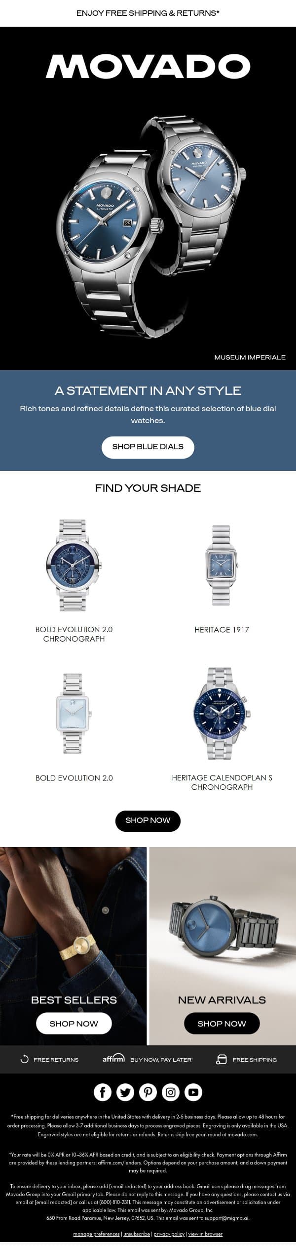 Always In Style email from Movado screenshot