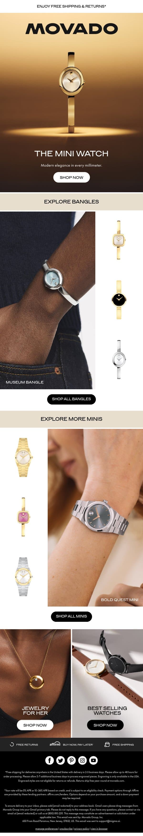 The Mini Watch Edit email from Movado screenshot